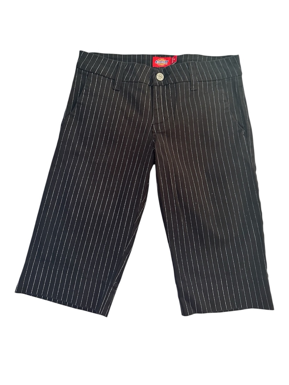 Dickies Girl Vintage Y2K Black White Pinstripe Shorts Capris Size 0